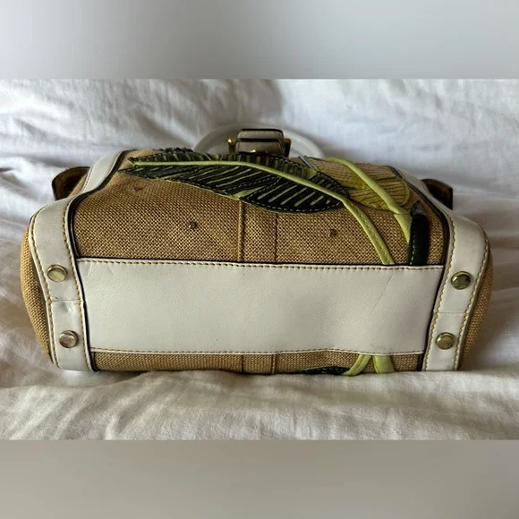 Vintage COACH #4439 Ladybug Motif Boxy Straw Tote Bag Limited Edition 2004 - Picture 3 of 12